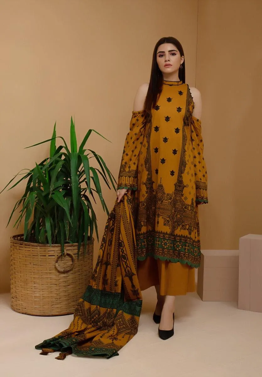 ACE Galleria Digital Embroidered Cambric Unstitched 3pc Suit ACE 12077
