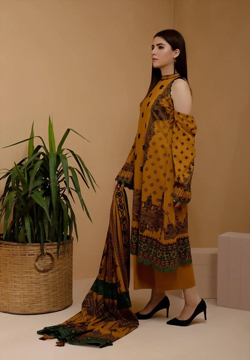 ACE Galleria Digital Embroidered Cambric Unstitched 3pc Suit ACE 12077