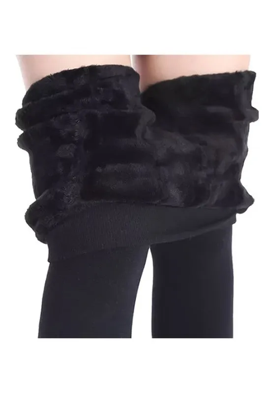 Cozy Comfort Fleece-Lined Thick Tights (All Black)