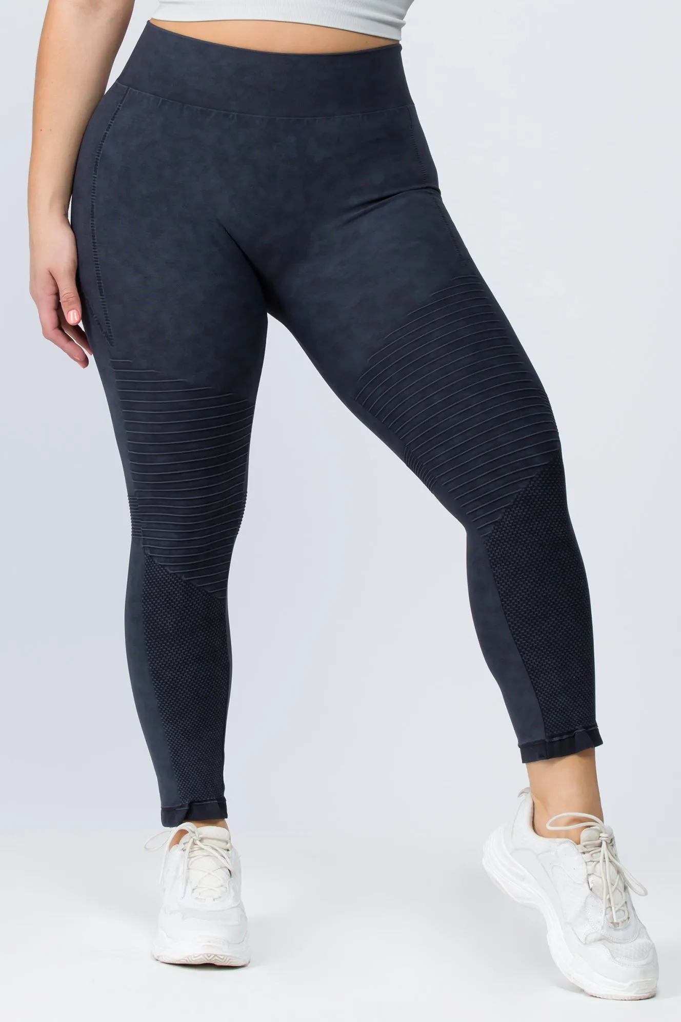 Plus Size Mineral Washed Moto Style Leggings