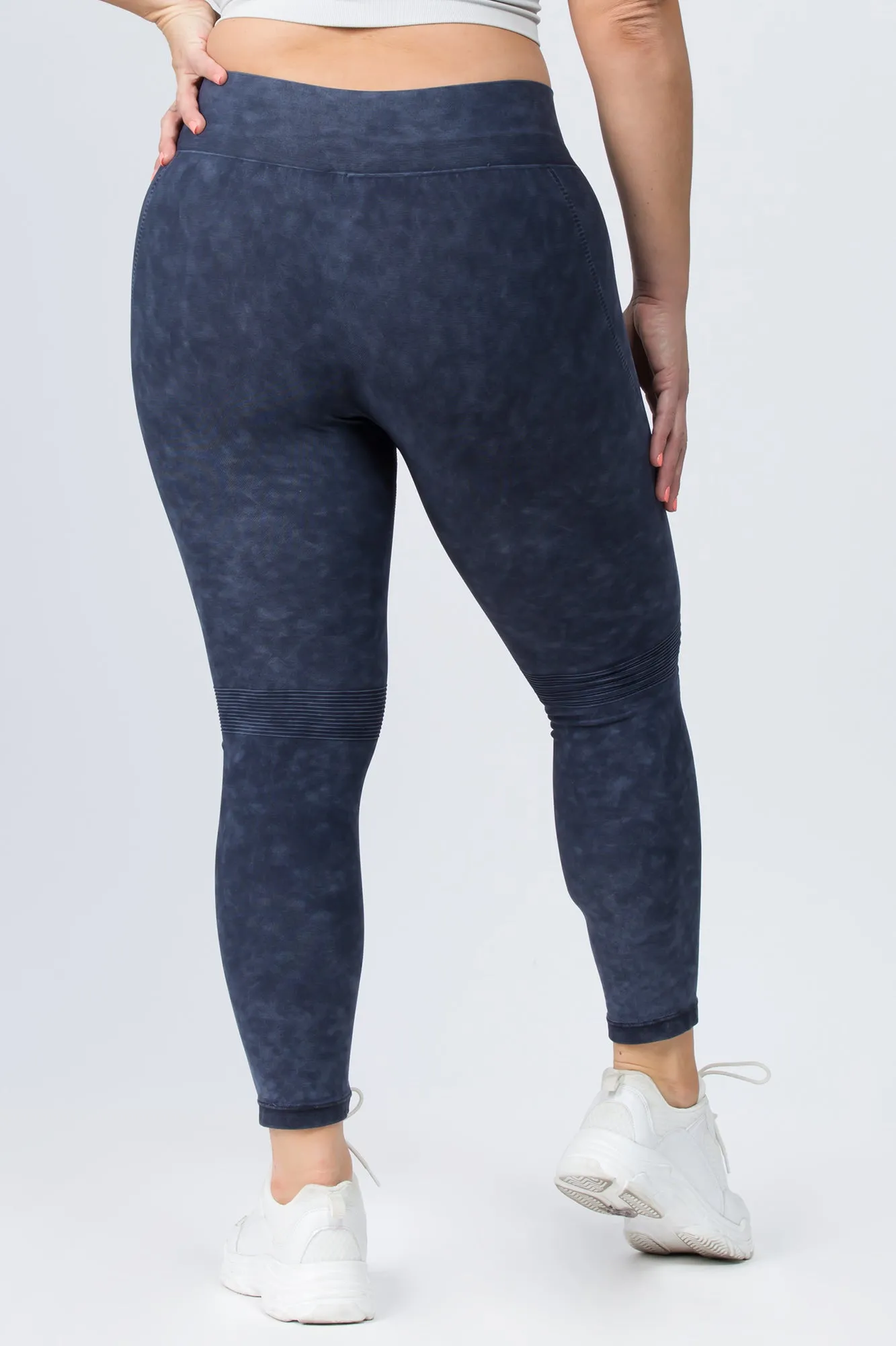 Plus Size Mineral Washed Moto Style Leggings