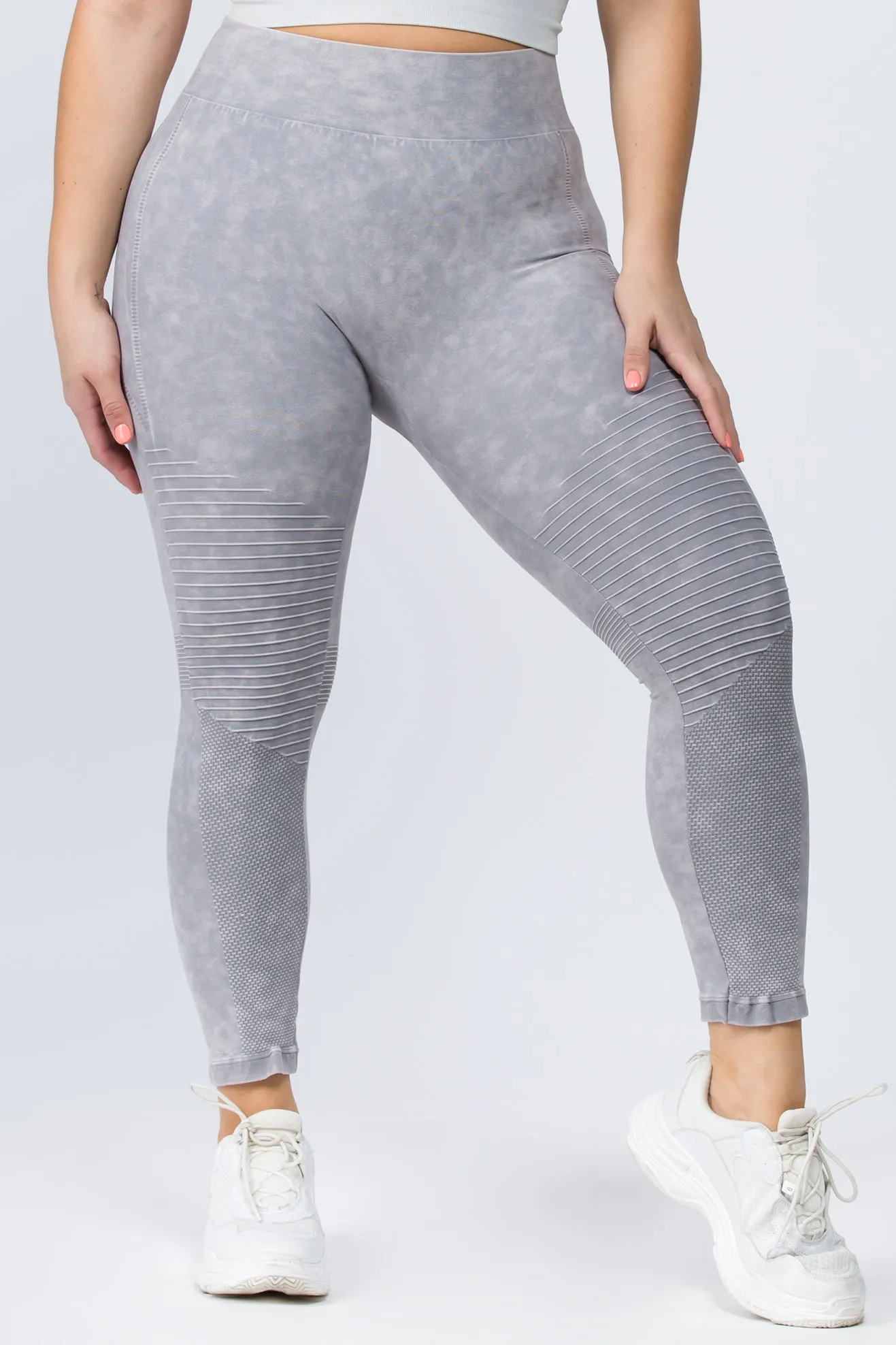 Plus Size Mineral Washed Moto Style Leggings