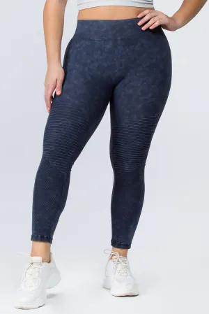 Plus Size Mineral Washed Moto Style Leggings