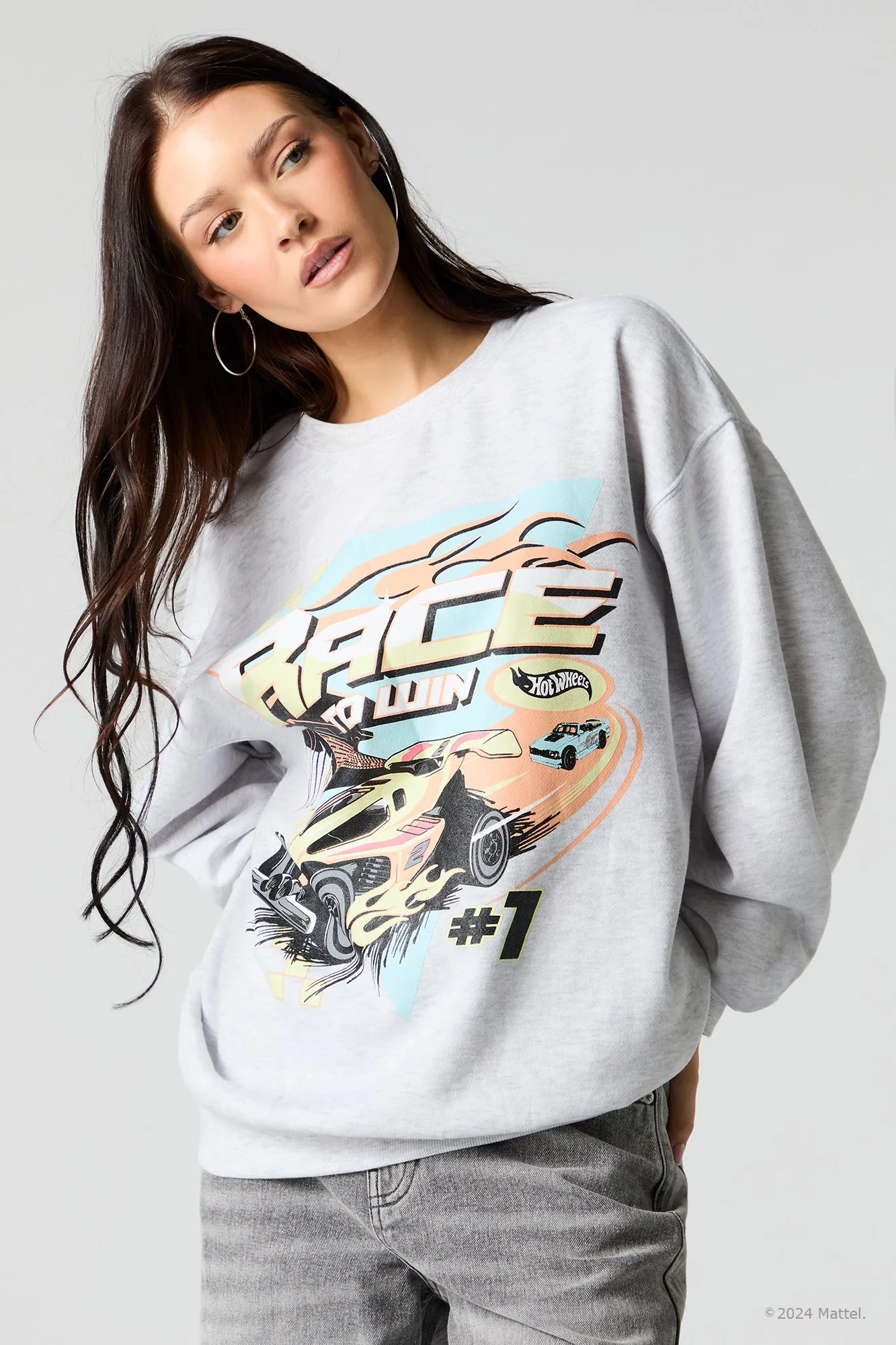Sweat-shirt en molleton surdimensionné à imprimé Hot Wheels™