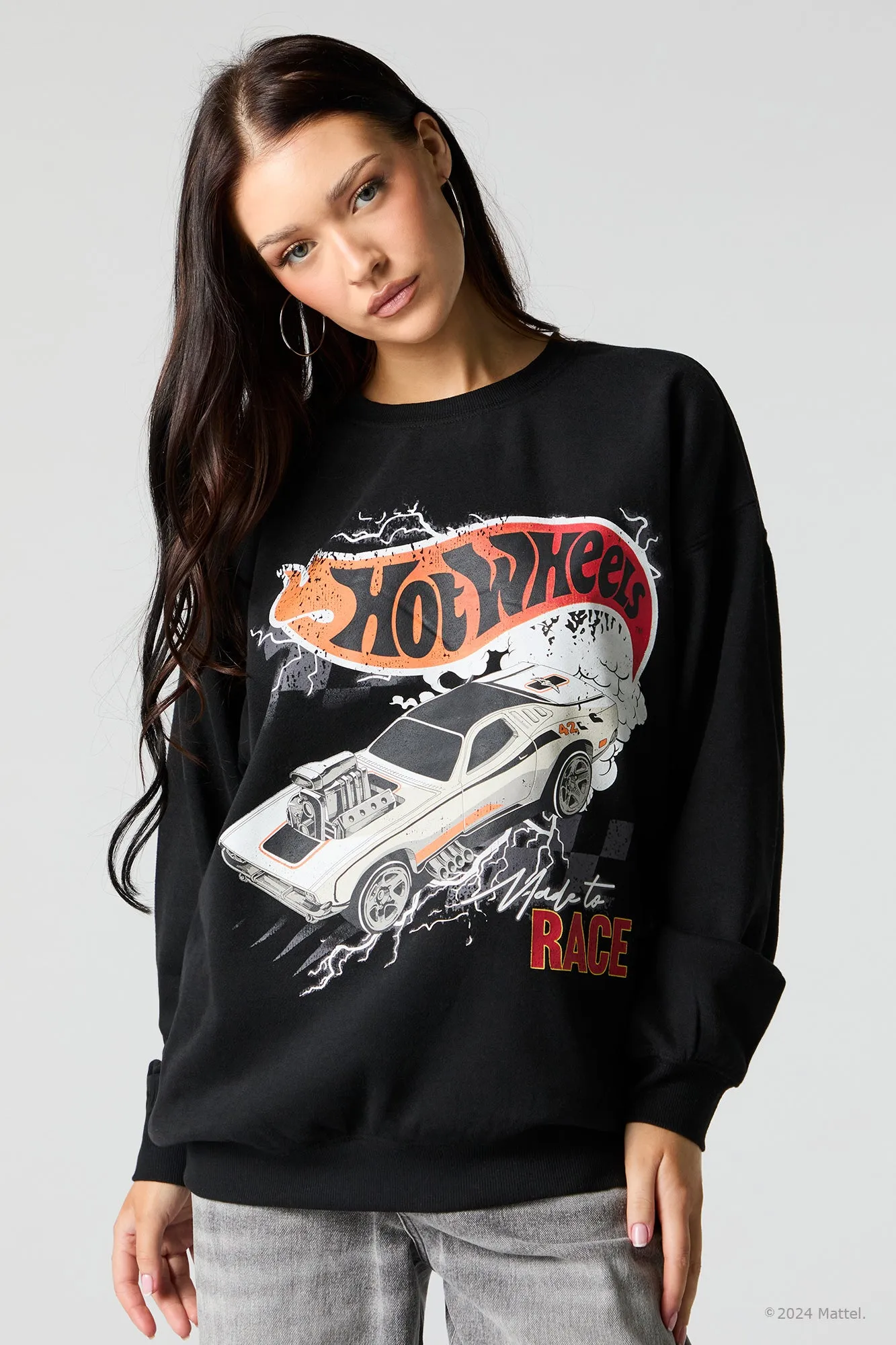 Sweat-shirt en molleton surdimensionné à imprimé Hot Wheels™